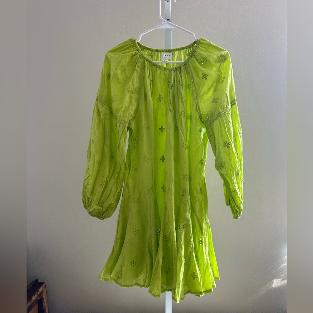 Velvet by Graham & Spencer Lime Green Embroidered Dress